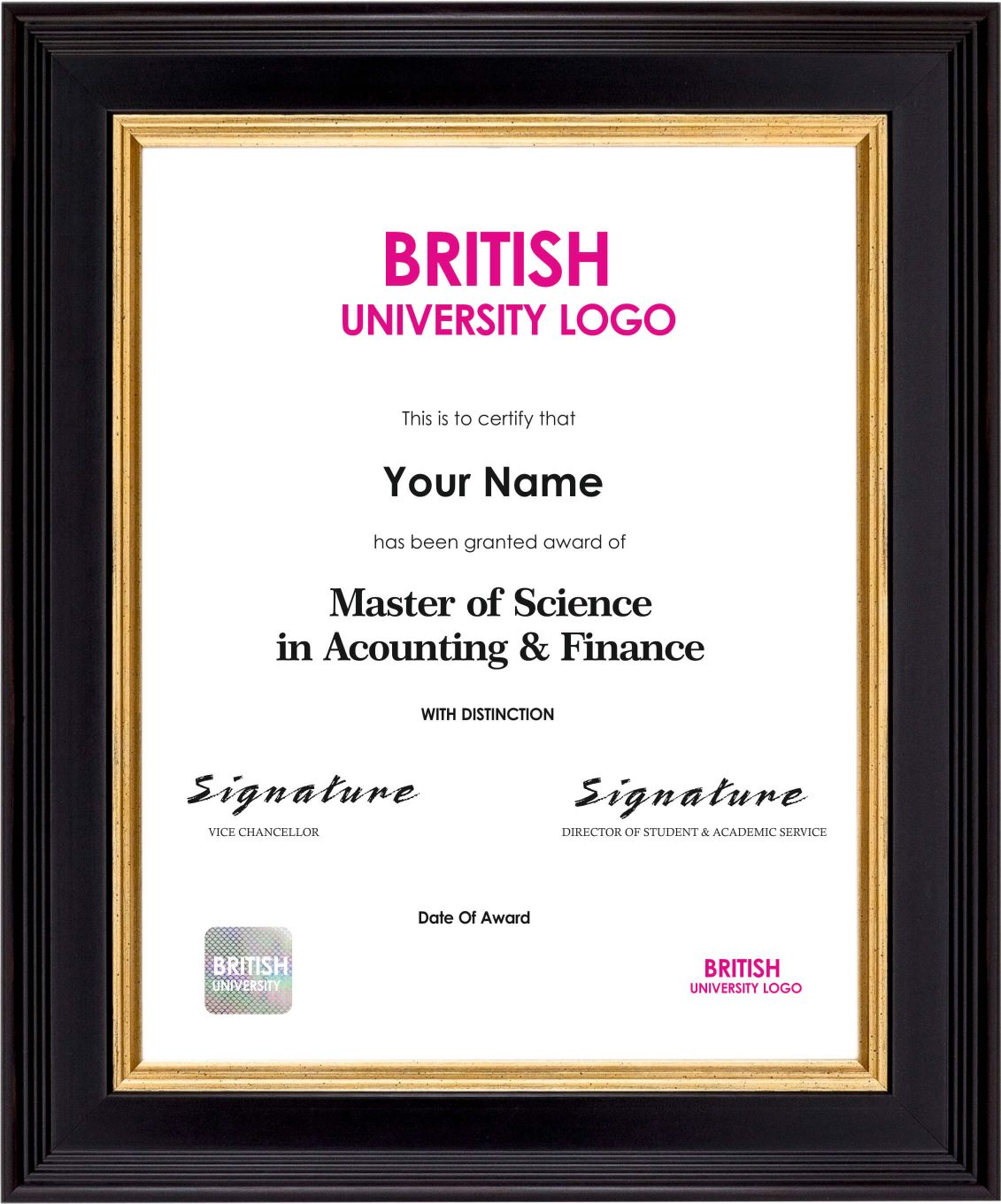 Masters Degree Sample Certificate